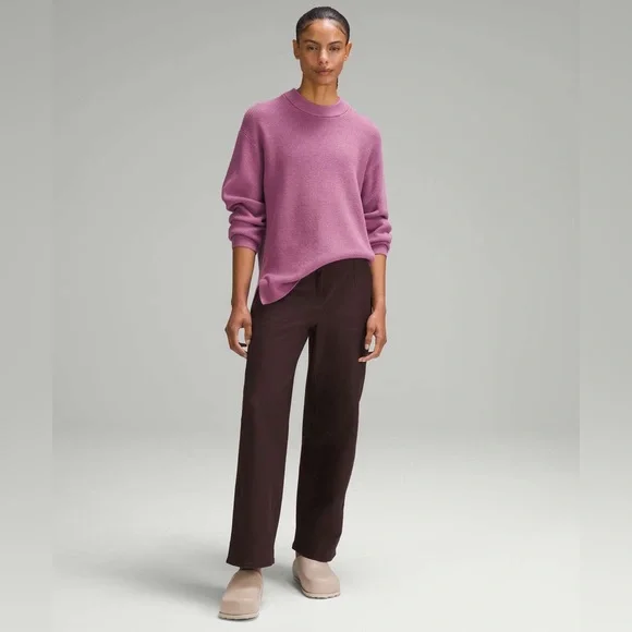 Lululemon Merino Wool Blend Ribbed Crew Neck Sweater Velvet Dust Pink Size 8 NEW